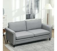 HOMCOM Modern 3 Seater Sofa for Living Room, Fabric Couch Settee, Grey