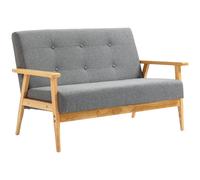 Homcom Modern 3-Seater Sofa Upholstery Couch With Rubber Wood Legs In Dark Grey Dark Grey