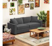 HOMCOM Modern 3 Seater Sofa with Spring Cushion, 212 cm Fabric Jumbo Cord Sofa Couch with 2 Scatter Cushions, Upholstered Corduroy Settee for Living Room, Bedroom, Home Office, Grey Grey