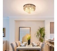 HOMCOM Round Crystal Ceiling Lamp 7 Lights Chandelier Mounted Fixture For Living Room Dining Room Hallway Modern | TJ Hughes