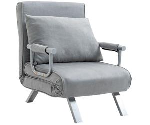 HOMCOM Modern 4-In-1 Single Sofa Bed Sleeper Foldable Portable Armchair Bed Chai
