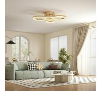 HOMCOM Modern 4-Ring Flush Mount Ceiling Light, LED Ceiling Light, Gold - 1 - Metal, plastic - Gold tone