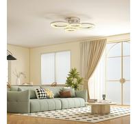 HOMCOM LED Ceiling Light, Modern 4 Rings Ceiling Lamp with Wall Switch Control, 40W 4350lm Flush Mount Ceiling Light with 3500K/4500K/6000K Colour Temperatures for Living Room, Bedroom, Silver Tone