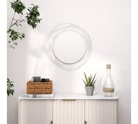 HOMCOM Modern 65cm Round Wall Mirror Decoration Metal Wall Art for Bedroom in Silver HOMCOM Silver