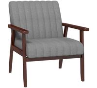 HOMCOM Modern Accent Chair Upholstered Armchair for Bedroom Living Room Grey, Grey