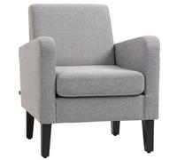 HOMCOM Modern Accent Chair, Occasional Chair with Rubber Wood Legs for Living Room, Bedroom, Cat Scratch Resistant, Light Grey Aosom UK