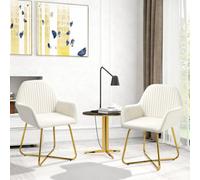 Homcom Modern Accent Chair Set Of 2 Upholstered Armchair Cream White