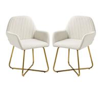 HOMCOM Modern Accent Chair Set of 2 Upholstered Armchair Cream White HOMCOM Cream