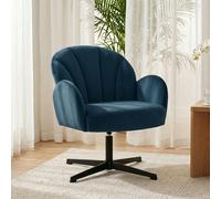 HOMCOM Dark Blue Modern Swivel Accent Chair - Size: Single - Wilko
