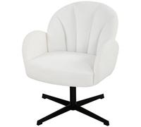 Homcom Modern Accent Chair, Shell Swivel Armchair, Cream