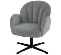 HOMCOM Modern Accent Chair, Shell Swivel Armchair, Velvet-Feel Fabric in Grey HOMCOM Grey