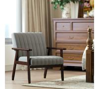 HOMCOM Fabric Accent Chair Modern Armchair with Channel Tufting in Grey HOMCOM Grey