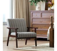 HOMCOM Modern Accent Chair Upholstered Armchair For Bedroom Living Room Grey | TJ Hughes