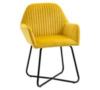 HOMCOM Modern Accent Chair - Velvet-Feel Fabric Upholstered Armchair with Metal Base for Living Room - Yellow | TJ Hughes Green