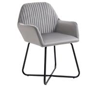 HOMCOM Modern Accent Chair Velvet-Feel Upholstered Lounge Armchair Grey