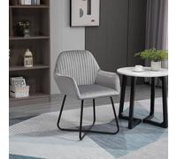 HOMCOM Modern Accent Chair - Velvet-Feel Fabric Upholstered Armchair with Metal Base for Living Room - Grey | TJ Hughes
