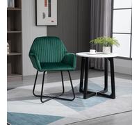 HOMCOM Modern Accent Chair Velvet-Feel Upholstered Lounge Armchair Metal Base in Green HOMCOM Green