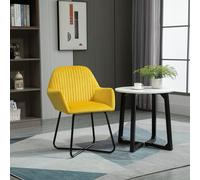 HOMCOM Modern Accent Chair Velvet-Feel Upholstered Lounge Armchair Yellow