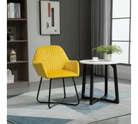 HOMCOM Modern Accent Chair Velvet-Feel Upholstered Lounge Armchair Yellow