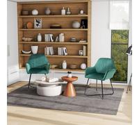 Modern Accent Chair Velvet Feel Upholstered Lounge Armchair Set of 2 HOMCOM Green One Size