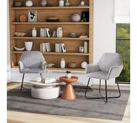 Modern Accent Chair Velvet-Feel Upholstered Lounge Armchair Set of 2 HOMCOM Grey One Size