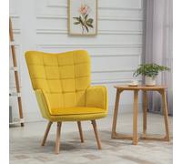 Homcom Upholstered Tufted Wingback Armchair With Seat Padding, Yellow