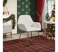 HOMCOM Modern Accent Chair Velvet-touch Upholstered Armchair Cream White, Cream