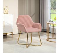Homcom Modern Accent Chair Velvet-Touch Upholstered Armchair Pink Pink Small