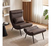 Homcom Modern Accent Chair With Footstool, 64Cm Wide Seat, Lumbar Pillow