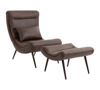 HOMCOM Modern Accent Chair with Footstool, 64cm Wide Seat, Lumbar Pillow in Dark Brown HOMCOM Dark Brown