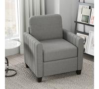 HOMCOM Modern Accent Chair with Spring Cushion, Back Pillow - Light Grey - Linen-feel Fabric (Polyester)