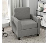 HOMCOM Armchair, Channel Tufted Modern Fabric Accent Chair, Comfy Upholstered Reading Lounge Light Grey, Grey