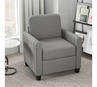 HOMCOM Modern Accent Chair with Spring Cushion, Back Pillow - Light Grey - Linen-feel Fabric (Polyester)