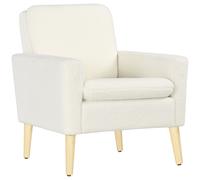 HOMCOM Modern Upholstered Armchair with Wooden Legs and Padded Seat - Cream, Cream