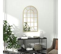 HOMCOM Modern Arch Window Wall Mirror for Living Room Bedroom, Gold Tone - 110 x 65 x 2.5 cm - Retro - Gold Tone