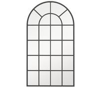 HOMCOM Modern Arched Wall Mirror - 110 x 62 cm Window Mirror for Living Room - Bedroom - Hallway - Black | TJ Hughes