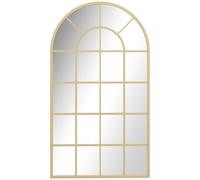 HOMCOM Modern Arched Wall Mirror, 110 x 65 cm Window Mirror for Living Room, Bedroom, Gold Tone