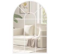 HOMCOM Modern Arched Wall Mirror, 91 x 60 cm Window Mirrors for Living Room, Bedroom, White