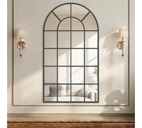 HOMCOM Modern Arch Window Wall Mirror For Living Room Bedroom, 110X62cm, Black, Black