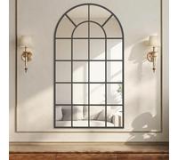 HOMCOM Modern Arched Wall Mirror Window Mirrors Bedroom 110 x 65 cm Black | for Living Room