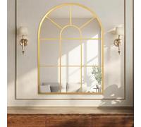 HOMCOM Modern Arched Wall Mirror Window Mirrors Bedroom 91 x 60 cm Gold