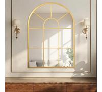 HOMCOM Modern Arched Wall Mirror Window Mirrors Bedroom 91 x 60 cm Gold | for Living Room