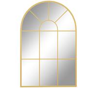 HOMCOM Modern Arched Window Wall Mirror for Bedroom - 91x60cm - Gold Tone | TJ Hughes