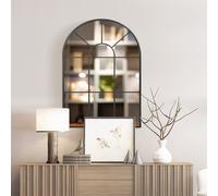 Portland Black Arched Window Wall Mirror 91 x 60cm - Wilko