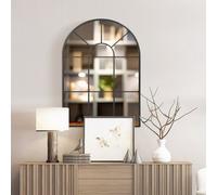 Portland Black Arched Window Wall Mirror 91 x 60cm - Wilko