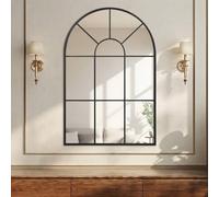 Homcom Modern Arched Window Wall Mirror For Living Room Bedroom, 91X60Cm, Black