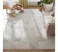 HOMCOM Modern Area Rug, Geometric Pattern Non-Slip Washable Rug, Soft Floor Carpet for Living Room, Bedroom, Dining Room, Home Office, 290 x 200 cm, Grey