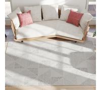 HOMCOM Modern Area Rug, Geometric Pattern Non-Slip Washable Rug, Soft Floor Carpet for Living Room, Bedroom, Dining Room, Home Office, 230 x 160 cm, Grey