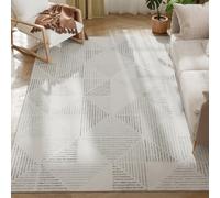 HOMCOM Modern Area Rug, Geometric Pattern Non-Slip Washable Rug, Soft Floor Carpet for Living Room, Bedroom, Dining Room, Home Office, 230 x 160 cm, Grey