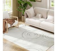 HOMCOM Modern Area Rug, Machine Washable Carpet with Swirl Pattern, Allergy-Friendly Floor Rug for Bedroom, Living Room, Dining Room, Home Office, 170 x 120 cm, Cream White